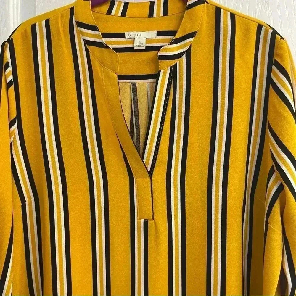 Striped V-Neck Blouse by Cato - Picture 6 of 10